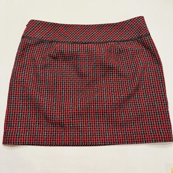 Ann Taylor LOFT Mini Skirt Womens Size 14 Red Multicolor Lined (A0127) - Picture 3 of 5